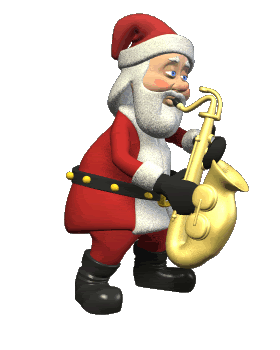 santasax Animated GIF of Santa playing a sax