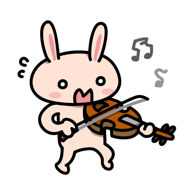 Cartoon image of rabbit playing the violin
